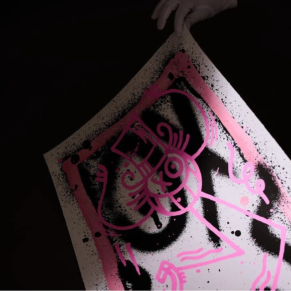 Andre Saraiva "Pink Mr. A on Spray" Limited Edition Screen Print on Heavy Paper - Picture 4 of 8